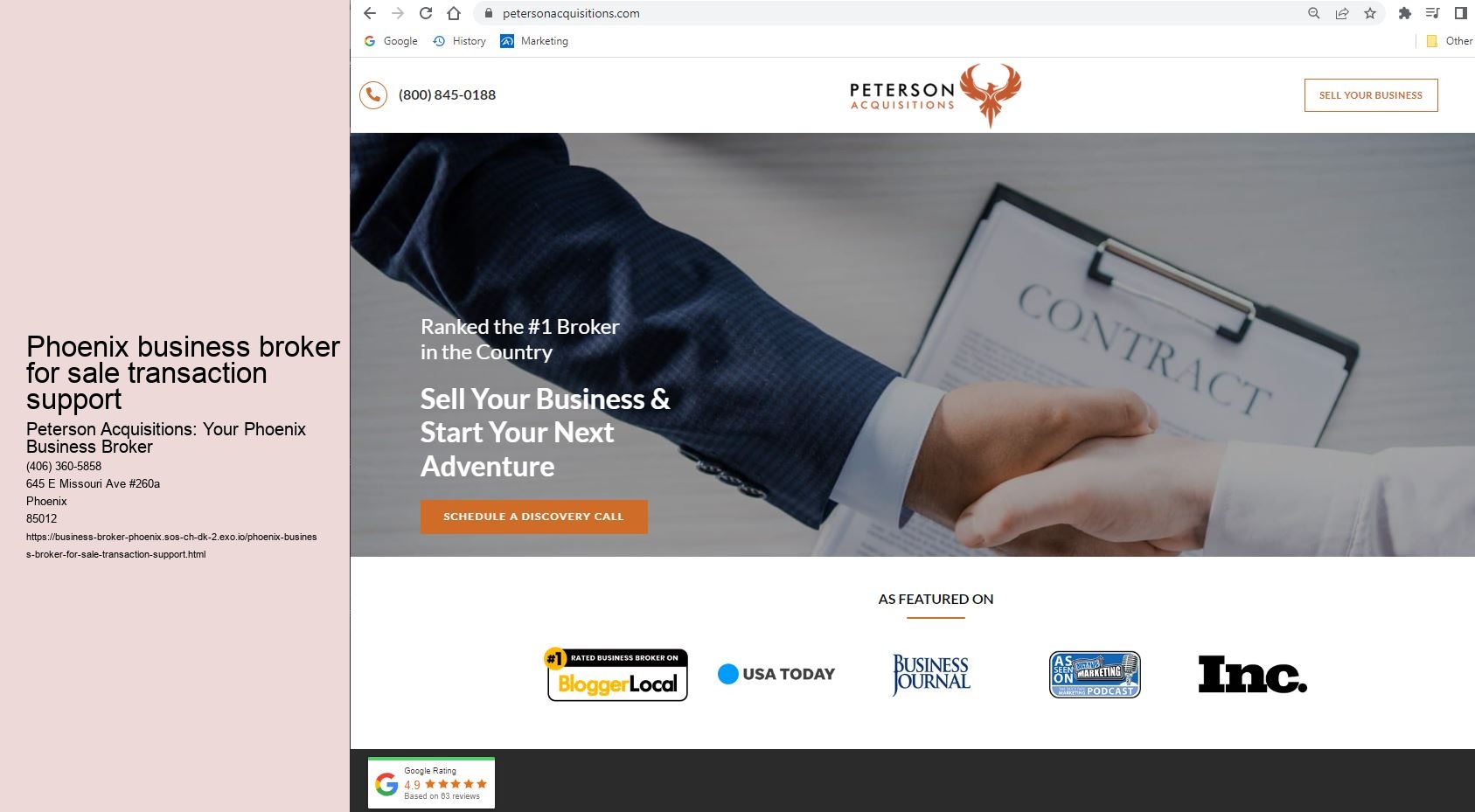 Phoenix business broker for sale transaction support